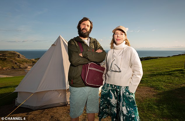 Inside Joe Wilkinson and Katherine Ryan's friendship as the comedy duo reunite for a budget travel show - pictured in Mumbles, South Wales, where they went DIY glamping.