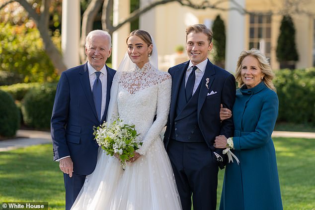 Naomi Biden and Peter Neal with President Joe Biden and First Lady Jill Biden at their November 2022 wedding at the White House