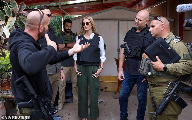 Ivanka Trump donned a bulletproof vest as she and Jared Kushner toured a kibbutz in Israel in December that was devastated by the Hamas conflict.