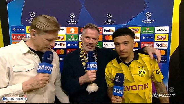 Jamie Carragher conducts a fun post match interview with Jadon Sancho