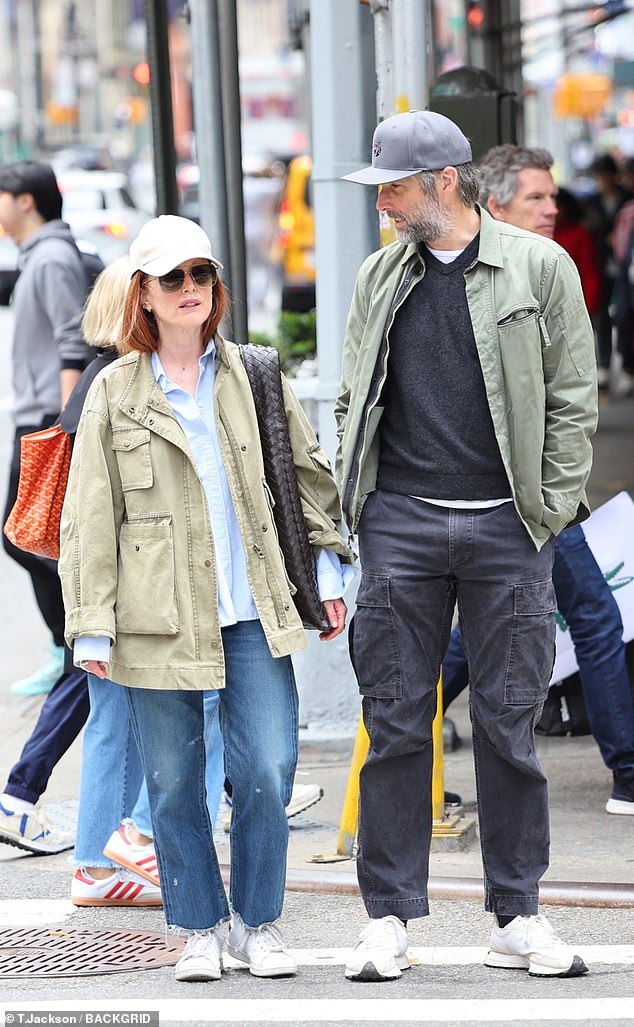 Julianne Moore, 63, and her husband Bart Freundlich, 54, spent time together strolling through the Soho neighborhood of midtown Manhattan on Friday.