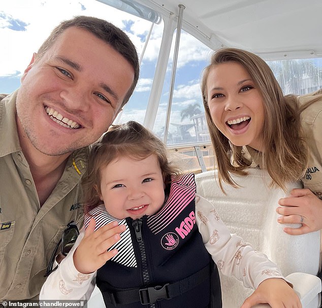 In her element at Australia Zoo, little tike spent some quality time with her dad Chandler Powell, 27, (left) while Bindi (right) jetted off to Las Vegas for the annual Steve Irwin Gala Dinner.