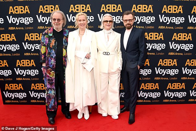 ABBA is represented as digital avatars at the popular attraction in Queen Elizabeth Park in Stratford, east London (LR Benny Andersson, Agnetha Fältskog, Anni-Frid Lyngstad and Bjorn Ulvaeus pictured in May 2022)