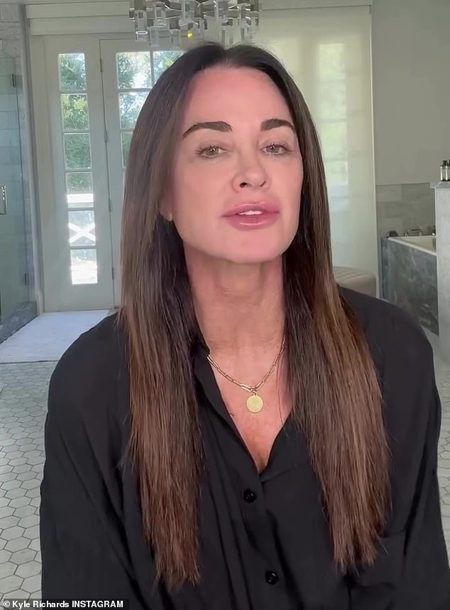 Kyle Richards, 55, gave fans a glimpse of her natural complexion while showing off her makeup routine in a new Instagram video uploaded on Tuesday.