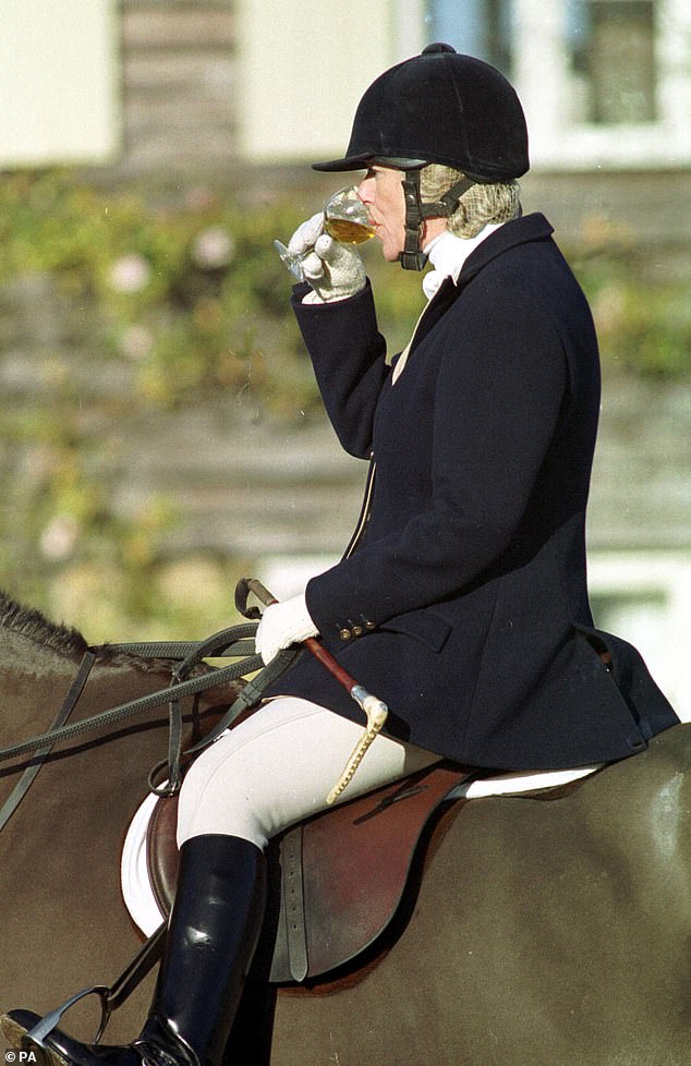 Camilla in 1999 drinking sherry and hanging out with Beaufort Hunt in Didmarton