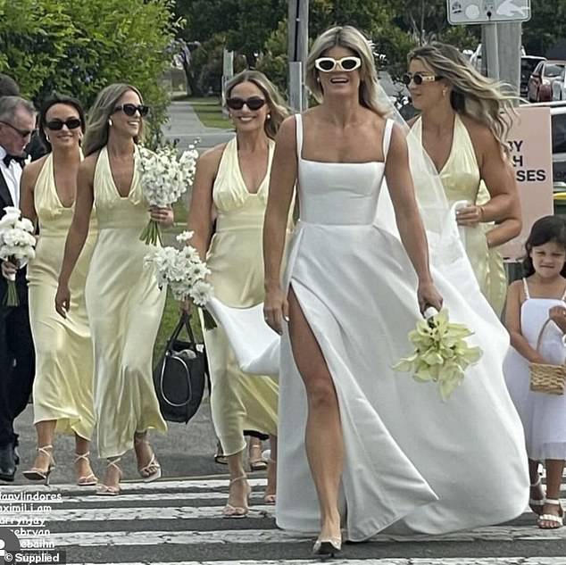 Margot Robbie was maid of honor for her best friend from school, Brittany Claxton, in her native Queensland, Australia.