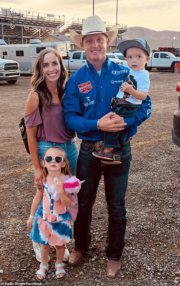 Kallie Wright is seen alongside her husband Spencer, son Levi, and daughter.