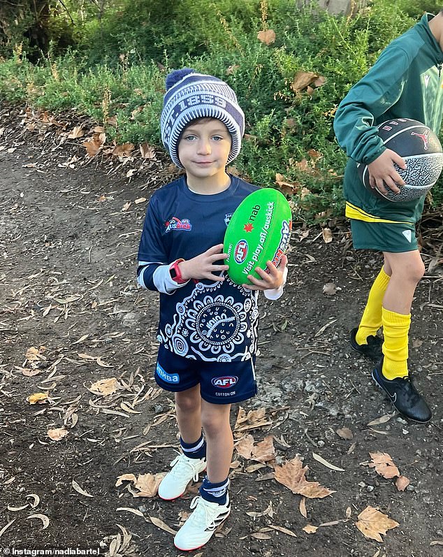 Nadia shares her two children with former AFL player Jimmy Bartel