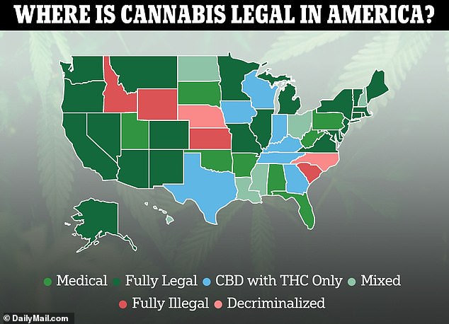 Recreational marijuana is legal in 24 states, although others have legalized it for medicinal purposes only.