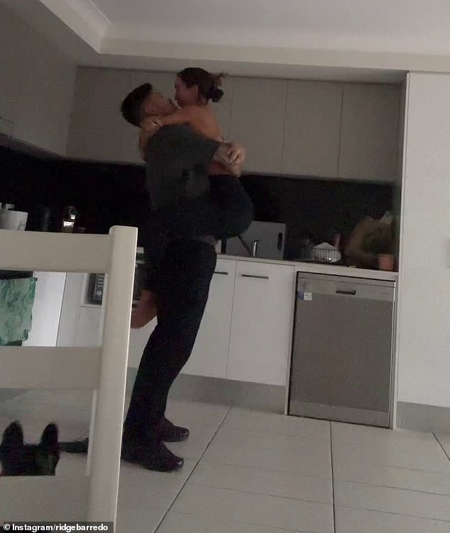 The reality TV star shared a sweet video of him and Jade packing on the PDA in the kitchen of their now shared home following their big move from Sydney to the Gold Coast.