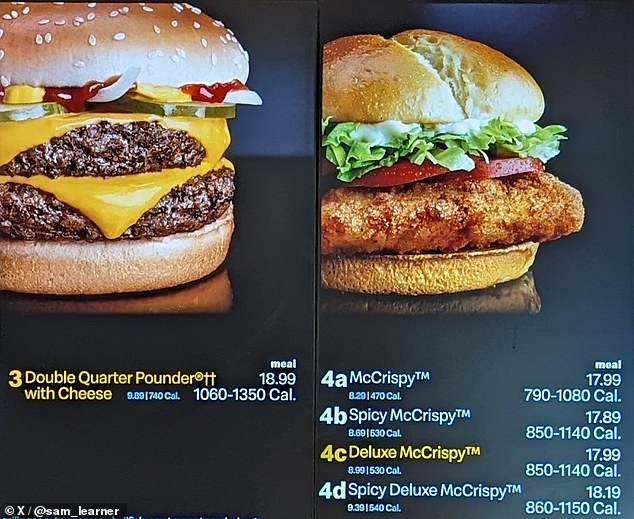 At one location of the popular fast food chain, a Double Quarter Pounder meal was priced at $18.99, which would have been well above the $20 mark after taxes were added.