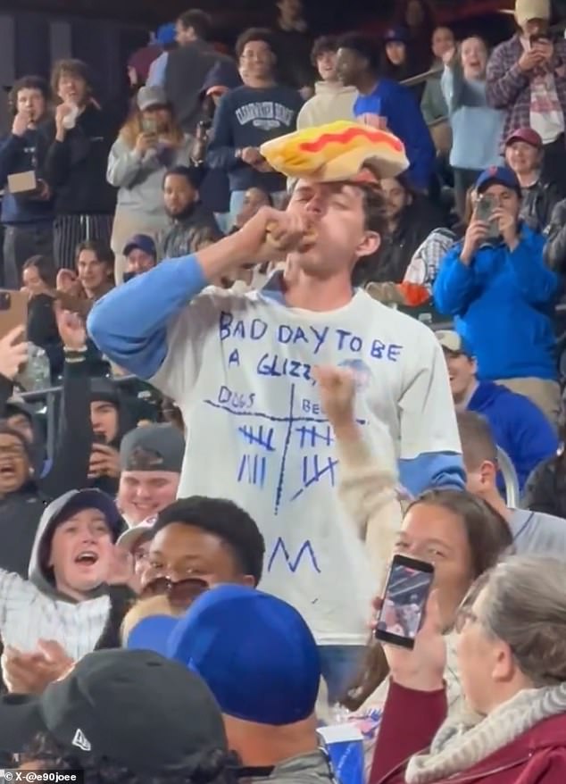 A Mets fan ate nine hot dogs at the team's $1 hot dog night Tuesday at Citi Field.