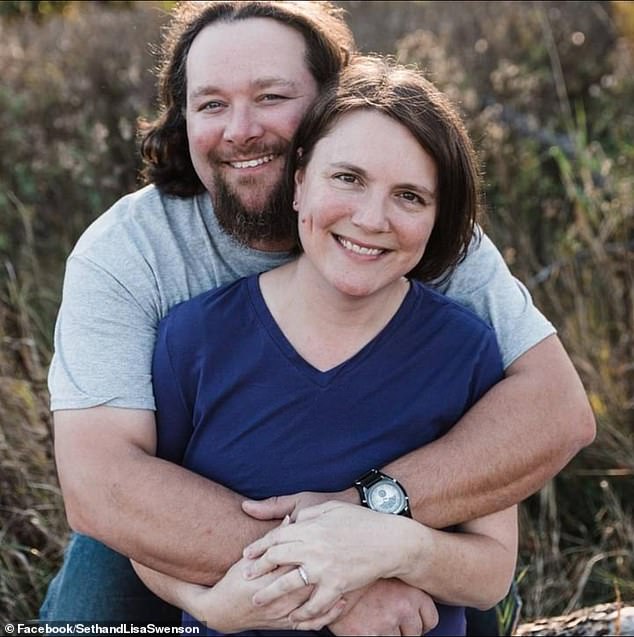 Emily Swenson received a written warning from her boss after she was tipped.  Her parents, Seth and Lisa Swenson (pictured), uploaded the 'employee warning notice form' in their joint Facebook post.
