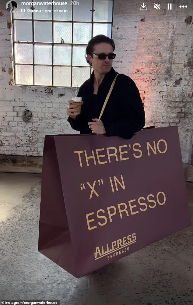 The socialite raised eyebrows when she arrived at Sydney's Carriageworks carrying a huge cardboard bag with the words of a coffee brand sponsoring the annual event.