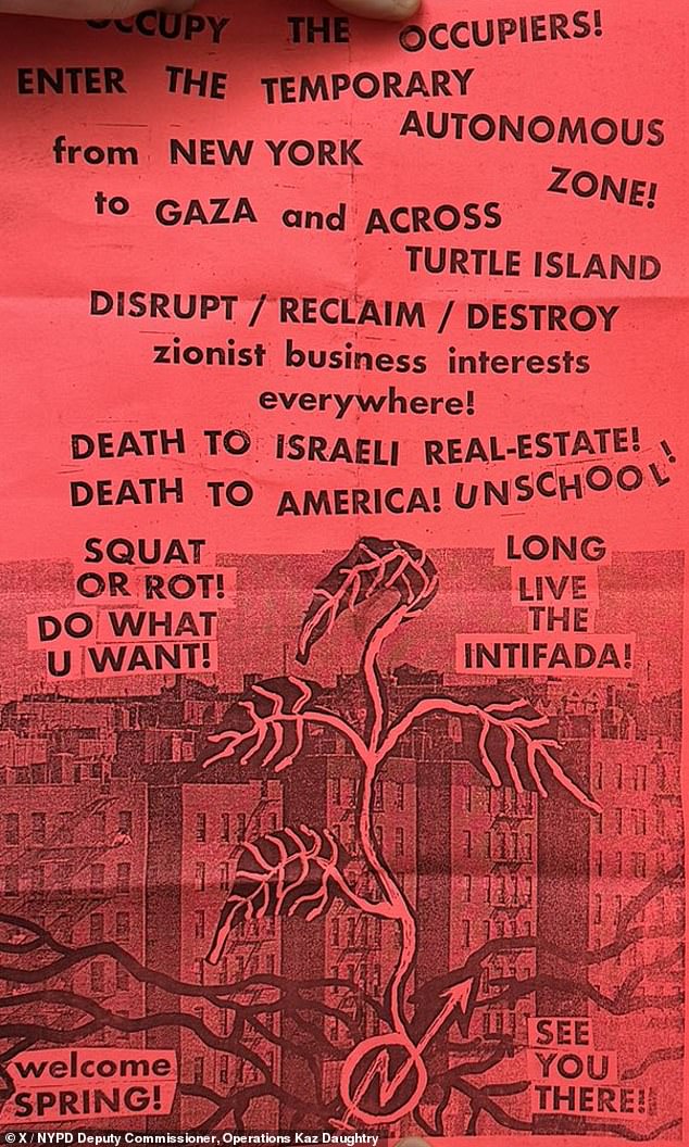 Sinister pro-Hamas leaflets have appeared on the New York University campus, including calls for 