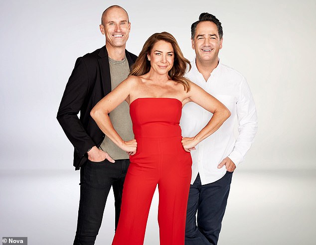 A source told the publication that the Nova trio are planning to extend their morning broadcast by an additional hour, stretching from 6am to 10am instead of their usual 9am finale Photo: Ryan 'Fitzy' Fitzgerald, Kate Ritchie , Michael 'Wippa' Wipfli