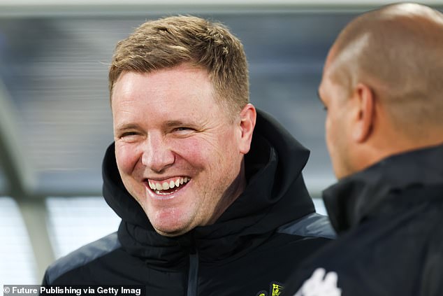 Two days after playing Tottenham in Melbourne, the Magpies and coach Eddie Howe (pictured) fielded an under-21 team at Marvel Stadium.