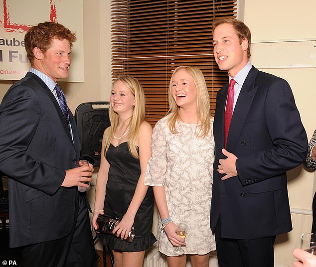 Princes Harry and William with guests at the launch of the Henry van Straubenzee Memorial Fund at the Troubadour Club in London on January 8, 2009.