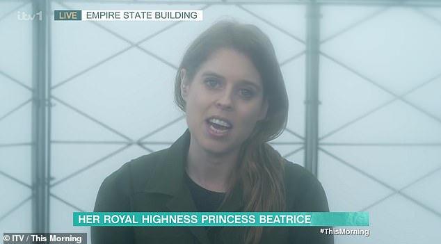 Earlier this month, Prince Beatrice (pictured) made a live TV appearance on This Morning, appearing while doing charity work in New York.