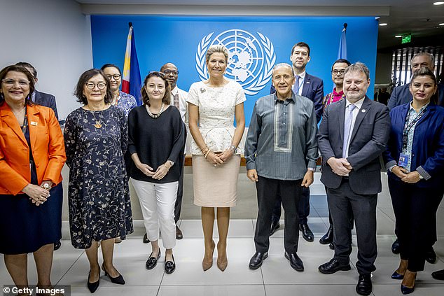 Máxima, fourth from left in the photo, joined development partners at the UN in Manila