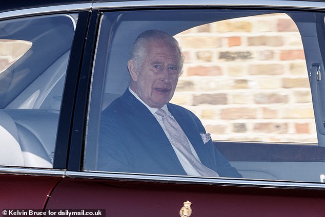 King Charles III leaves Windsor Castle as he heads to Clarence House in London this morning.