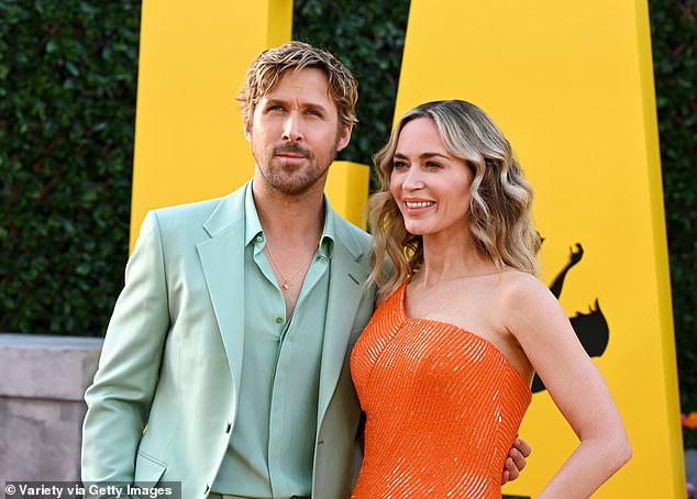 Gosling joined his co-star at the film's premiere in Los Angeles on Tuesday.