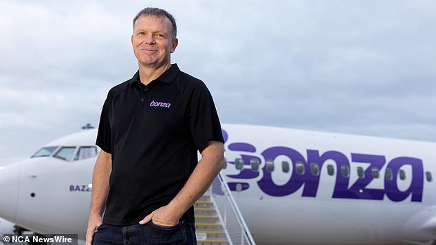 New low-cost airline Bonza entered the Australian market with a bang (pictured Bonza CEO Tim Jordan)