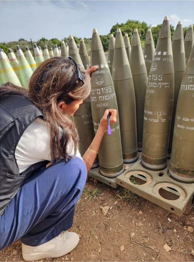 Nikki Haley, 52, was touring Israel's northern border with Lebanon when the photo opportunity occurred. The former South Carolina governor also wrote: 