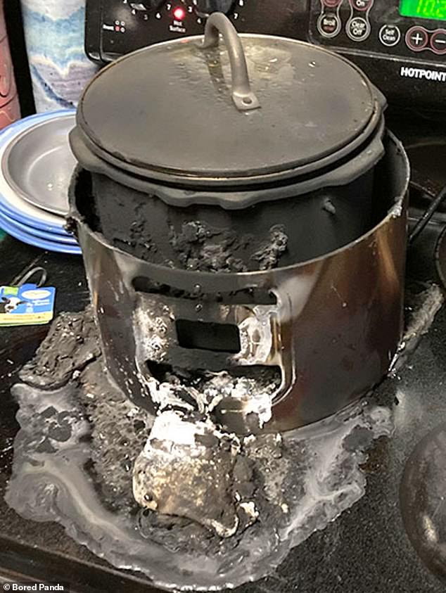 It's unknown what this concoction was supposed to be, just that someone was cooking their lunch in an Instant Pot... and then this burning catastrophe arose.