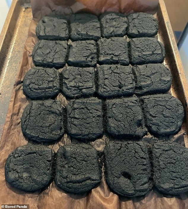 If you thought they were lumps of coal... you'd be wrong.  They were supposed to be cookies, until the baker, believed to reside in North America, incinerated them.