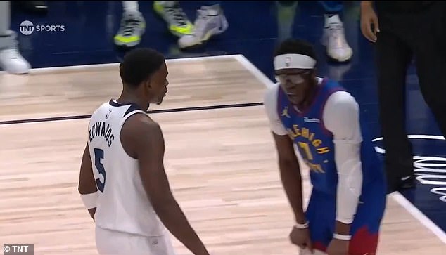 In the third quarter of Game 1 against the Nuggets, Edwards stared down Reggie Jackson.
