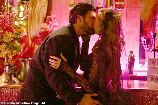 Dan Edgar and Ella Rae Wise couldn't keep their hands off each other as they packed on the PDA while filming series 33 of TOWIE at Gosfield Hall in Essex on Tuesday.