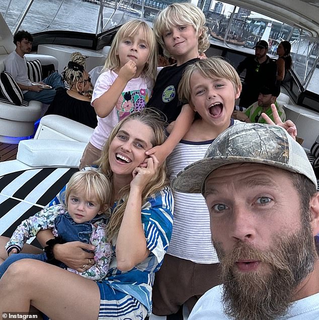 Teresa shares four children with her husband Mark Webber: Bodhi Rain, nine, Forest Sage, six, Poet Lake, four, and Prairie Moon, two. Everything in the photo