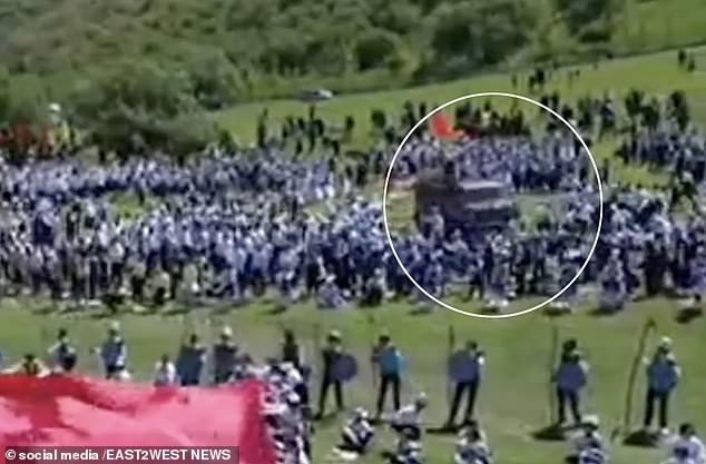 Terrifying footage shows moment driverless truck runs over 29 schoolchildren at festival in Kyrgyzstan today