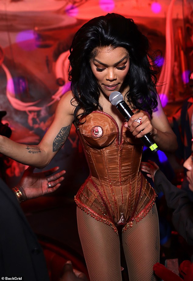 Teyana Taylor, 33, put on a daring show on Saturday, as she stripped down on stage during an exclusive burlesque show in New York in front of a star-studded crowd.