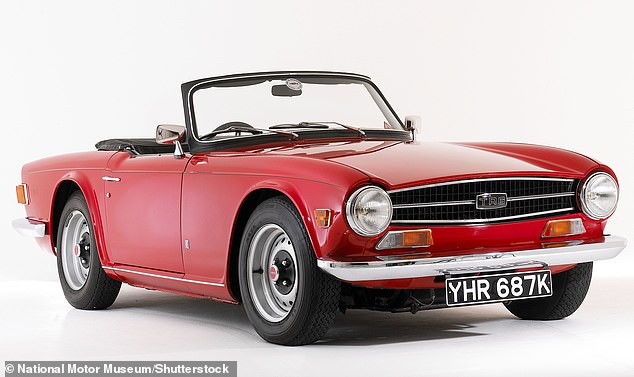 Trixy shows a snapshot of the vintage red car, a 1971 Triumph TR6, and Simon admits: 