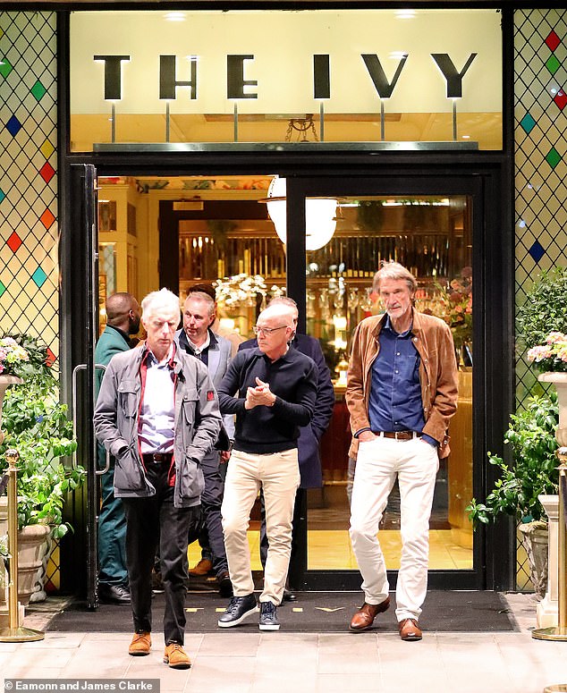 Man United's minority owner Sir Jim Ratcliffe, right, dined at the Ivy in Manchester.