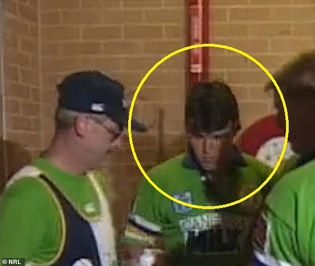 Davico comes out of the sheds last and runs out with the 1994 Canberra Raiders on the big final day after being a last minute pick for the extended bench.