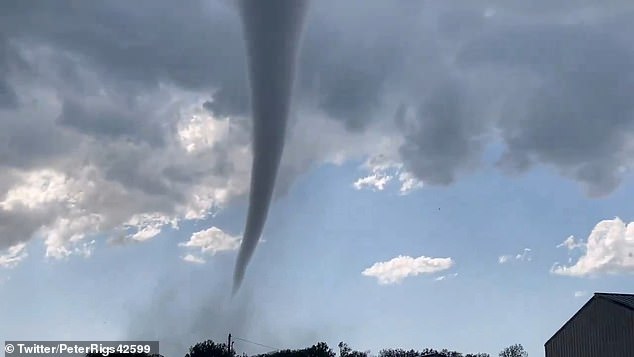 A funnel was seen in Westmoreland, Kansas, on Monday night.