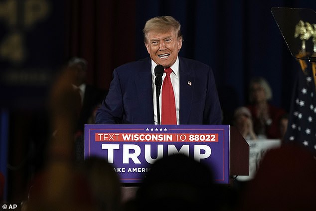 Donald Trump spoke at a campaign rally in Waukesha County, Wisconsin, on Wednesday, where he praised police for clearing Columbia and criticized university protests.