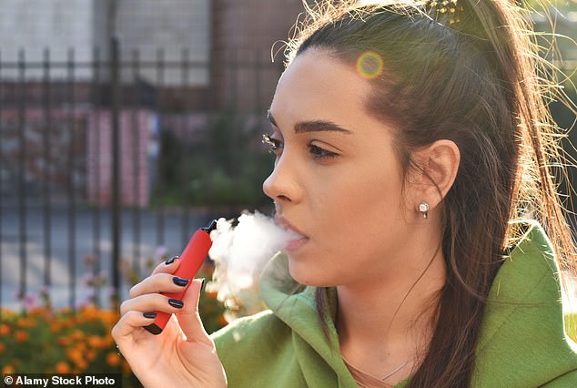 The professor also said that it is too early to know the long-term effects of rape and we do not know the impact it has on the heart and cancer cells (file image of a vape smoker).