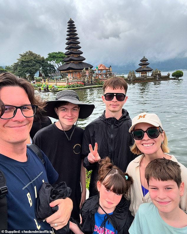 After spending a month in Bali in August last year for Chad's 40th birthday, the Dicksons (pictured) returned home, sold their belongings and then moved to the Indonesian island in December.