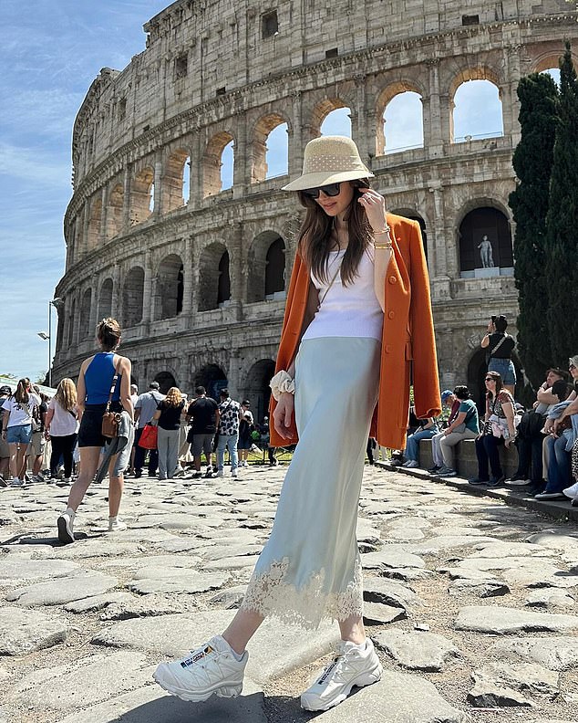 Lily Collins in Rome to film Emily In Paris.  Helena warns that no fashionable Roman would be seen dead in sneakers outside a tennis court in exclusive Aniene