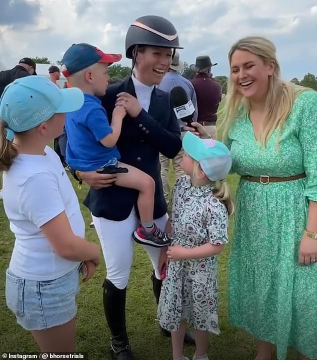 The 42-year-old was joined by her two other children, Mia, 10, and Lena, five, who she shares with former rugby star Mike Tindall.