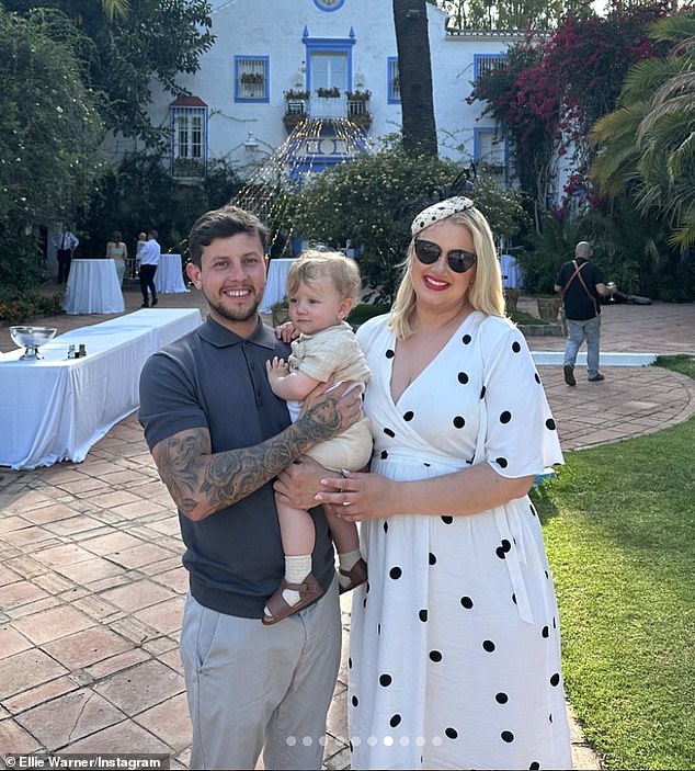 The TV star delighted her fans with a series of stunning images not only of her little one's first holiday, but also of his first attendance at the wedding.