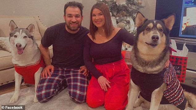 The couple never dreamed that the placid, well-behaved husky (left, pictured with their other dog) they had for the past few years would attack their baby. 