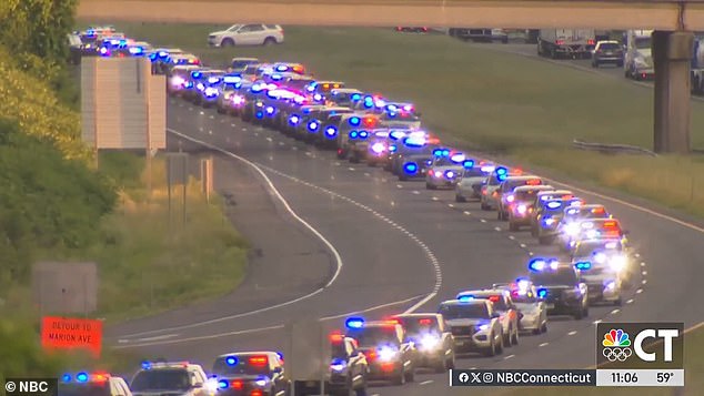 Late Thursday afternoon, hundreds of state and local police formed a procession to the spot where Pelletier was killed and escorted his body from the scene.