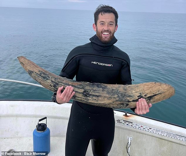 Alex Lundberg (pictured) will have to share his findings with the Florida Museum of Natural History, which will decide if the tusk is scientifically significant or if he can keep it.