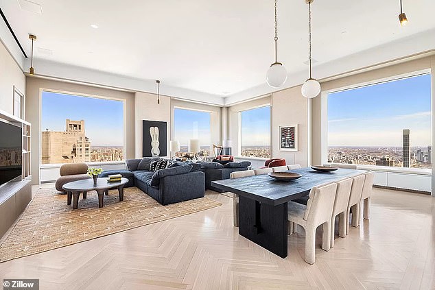 The Benchetrits sold their lower-level apartment (pictured) for $30.5 million so they could move to a larger, higher unit, a sign realtors say shows 432 Park Avenue still has clout.