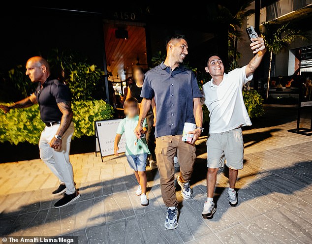 His Inter Miami teammate, Luis Suárez, was also photographed arriving at the family meal.